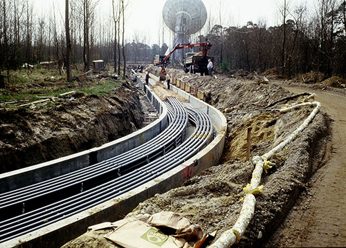 Erdfunkstelle,
 Blitzgeschützeter Kabelkanal